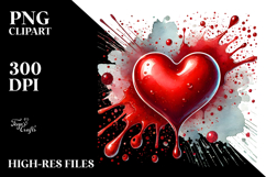 Red Glossy Heart Digital Painting PNG Product Image 2