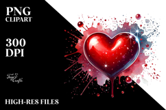 Red Glossy Heart, Digital Painting PNG Product Image 2