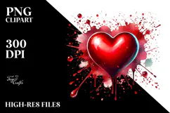 Red Glossy Heart, Digital Painting PNG Product Image 2