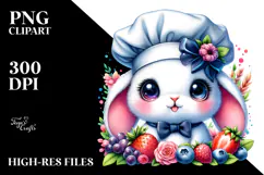 Bright-Eyed Baby Rabbit in Chef's Hat, PNG Product Image 2