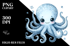 cute octopus blue toile Product Image 2