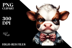 Contempt Baby Cow with Bow and Tie, Transparent PNG Product Image 2