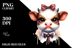 Contempt Baby Cow with Bow and Tie, Transparent PNG Product Image 2