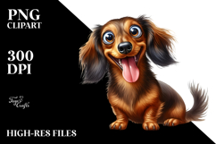 Watercolor Crazy Looking Dachshund Clipart Product Image 2