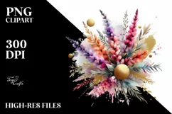 Colorful Bouquet with Heather, GOLD FOIL Splash Product Image 1