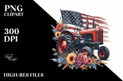 USA Flag Vintage Tractor Clipart Product Image 1