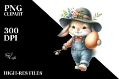 Goofy Bunny with Vintage Hat and Sunglasses, Transparent PNG Product Image 2