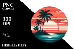 Retro Tropical Island Sunset PNG Product Image 2