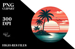Retro Tropical Island Sunset PNG Product Image 2