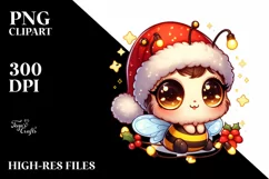 Cute Baby Bee with Santa Hat PNG Product Image 2