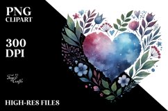 Washed Watercolor Heart, Diamond Texture PNG Product Image 2