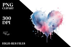 Washed Watercolor Heart, Diamond Texture PNG Product Image 2