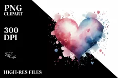 Washed Watercolor Heart, Diamond Texture PNG Product Image 2