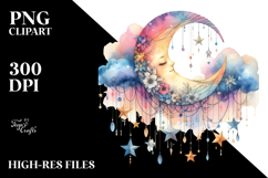 Colorfull Half Moon with Sunflowers PNG Product Image 2