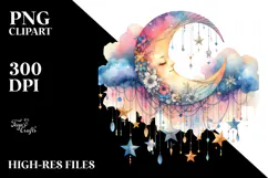 Colorfull Half Moon with Sunflowers PNG Product Image 2