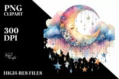 Colorfull Half Moon with Sunflowers PNG Product Image 3