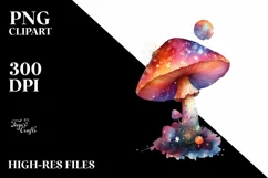 Colorful Watercolor Magical Mushroom Clipart Product Image 1