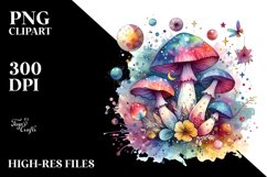Magical Celestial Mushroom Watercolor Clipart Product Image 3