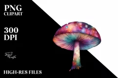 Colorful Watercolor Magical Mushroom Clipart Product Image 1
