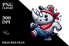 Dancing Rhino with Bandana PNG Product Image 2