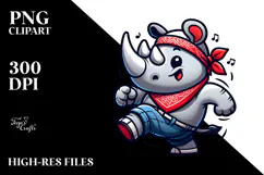 Dancing Rhino with Bandana PNG Product Image 2