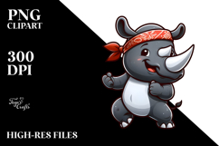 Silly Rhino Dancing with Bandana, Vector Style PNG Product Image 2