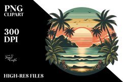 Vintage Tropical Island Sunset | Clipart Product Image 1