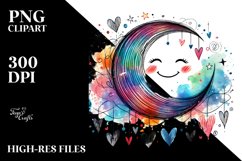 Smiling Half Moon with Hearts PNG Product Image 2