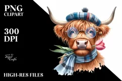 Watercolor Proud Highland Cow es | Sublimation | Clipart Product Image 1