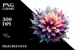 Abstract Dahlia Watercolor Splash | Sublimation Clipart Product Image 3