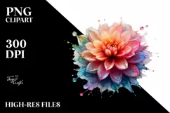Abstract Dahlia Watercolor Splash | Sublimation Clipart Product Image 3