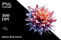 Abstract Dahlia Watercolor Splash | Sublimation Clipart Product Image 1