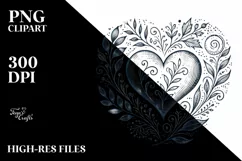 Hand Drawn Vintage Heart on White Background PNG Product Image 2
