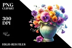 Colorful Vase Pansy | Sublimation | Clipart Product Image 3