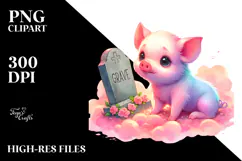 Cute Pig in Style | Watercolor Clipart Product Image 2