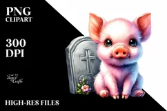 Cute Pig in Style | Watercolor Clipart Product Image 3