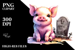 Cute Pig in Style | Watercolor Clipart Product Image 2