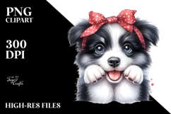 Watercolor Cute Baby Border Collie PNG Product Image 2