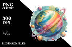 Simple Colorful Vintage Planet | Summer Clipart Product Image 2