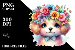 Adorable Flower Crown Puppy, Transparent PNG Product Image 1