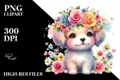 Puppy with Flower Crown PNG Product Image 1