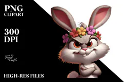 Goofy Rabbit with Flower Crown, Trending PNG Product Image 2