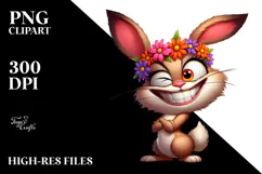 Goofy Rabbit with Flower Crown, Trending PNG Product Image 2