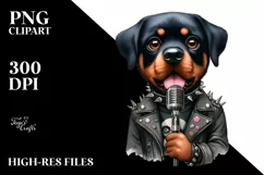 Watercolor Rottweiler Punk Singer Caricature | Sublimation Product Image 3