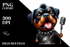 Watercolor Rottweiler Punk Singer Caricature | Sublimation Product Image 3