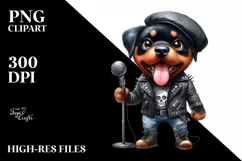 Watercolor Rottweiler Punk Singer Caricature | Sublimation Product Image 1