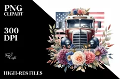 USA Flag Vintage Bus Clipart Product Image 1