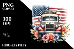 USA Flag Vintage Bus Clipart Product Image 1