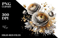 Abstract Shiny Ranunculus Golden Watercolor Splash Clipart Product Image 3