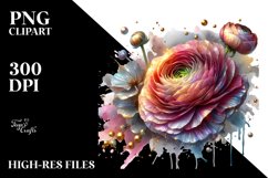 Abstract Shiny Ranunculus Golden Watercolor Splash Clipart Product Image 1